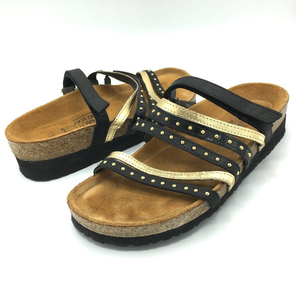 Naot Black and Gold Women's Sandals